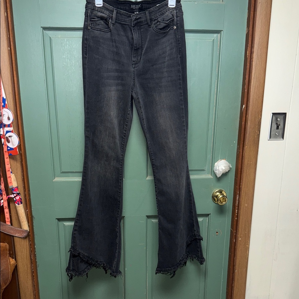 Judy Blue Washed Black Frayed Hem Jeans